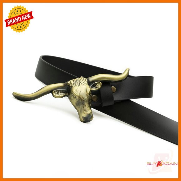 Leather Cowgirl Belt with Longhorn Buckle, Western Style